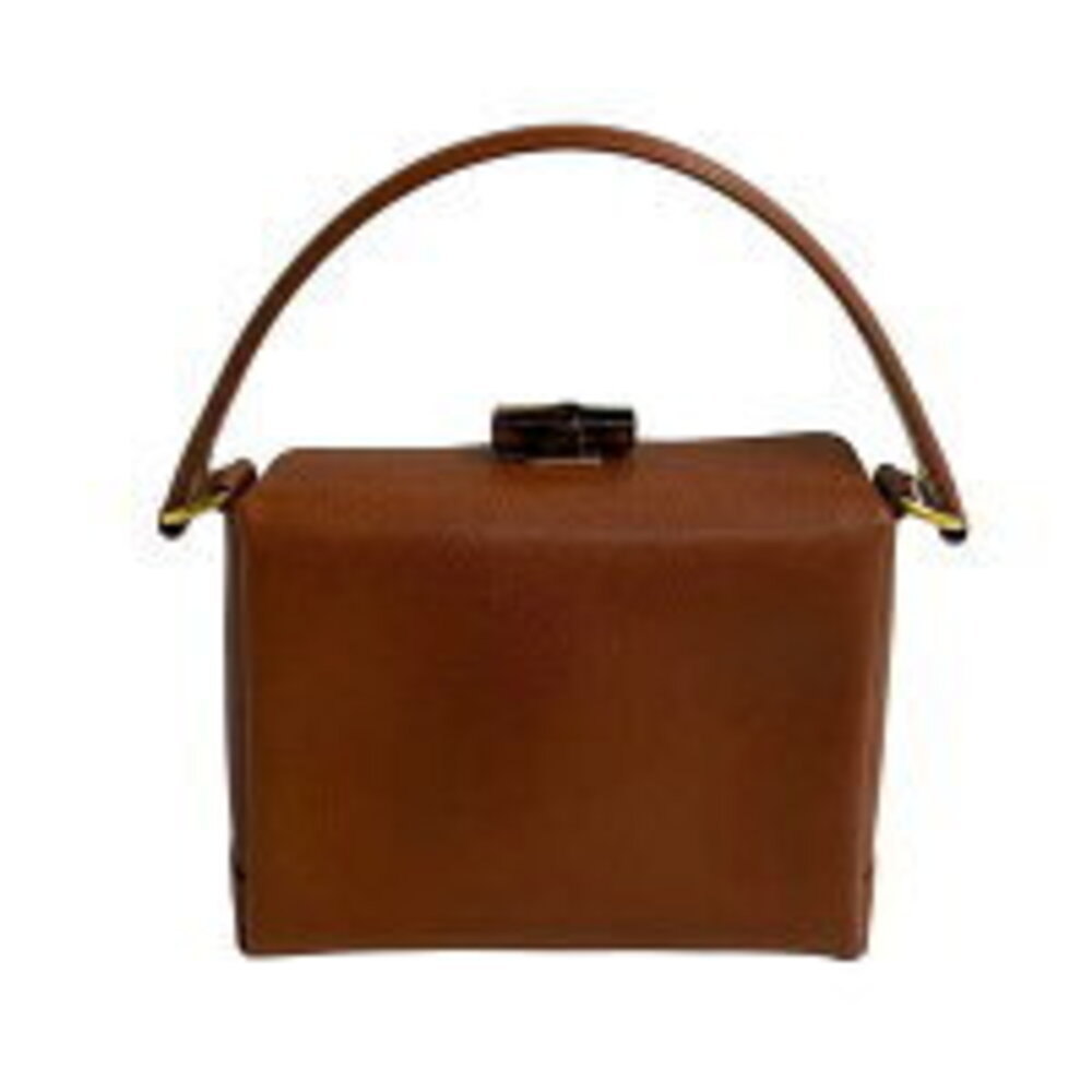 GUCCI bamboo turnlock leather handbag tote bag brown - Picture 4 of 8